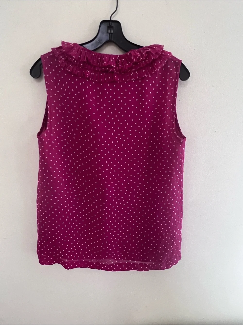 Kate Spade Sleeveless Ruffle Tie-Neck Polka Dot Top - Magenta